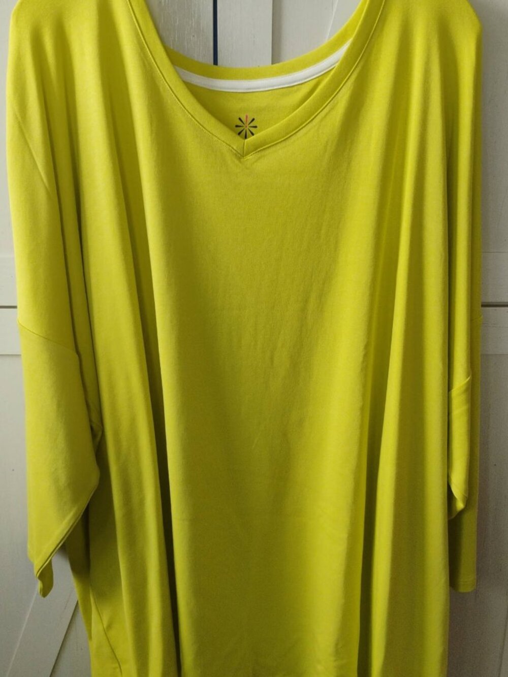 Isaac Mizrahi Live Pima Cotton LimeGreen Top 3/4 Sleeve-Dropped Shoulder-NWOT-5X